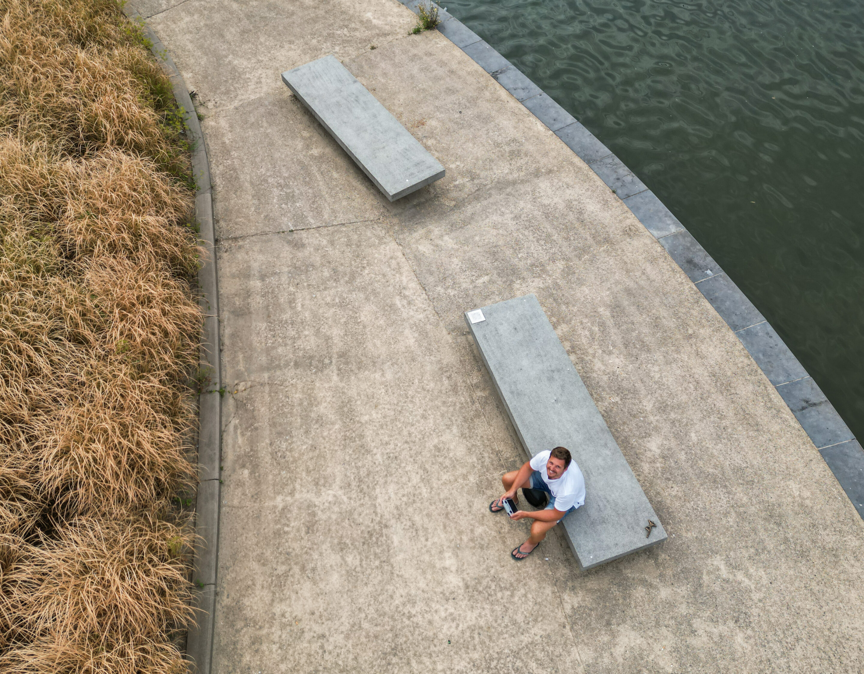 Dronefoto aan de Leie in Kortrijk